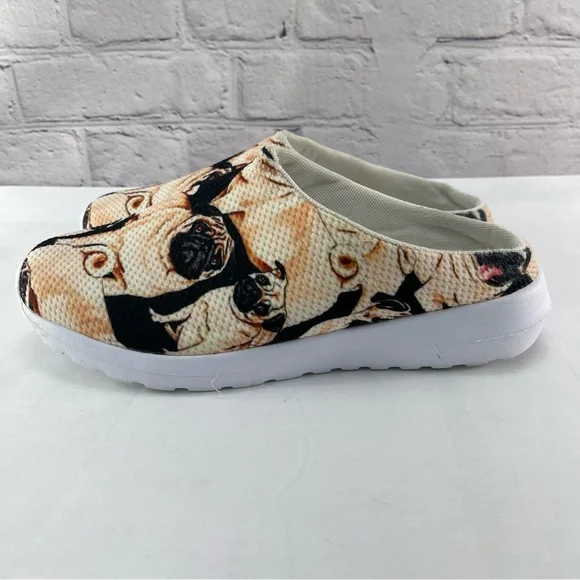 Pug Print Slip-On Clogs Shoes for Nurses Size 9 - Picture 4 of 11